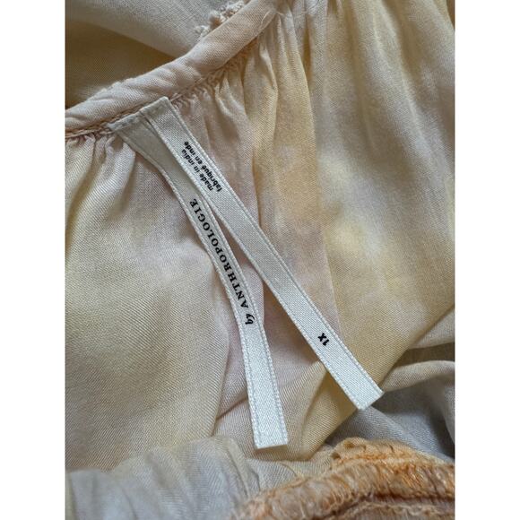 By Anthropologie Tie Dye Mini Dress Lace Boho Romantic Cottage Feminine Size XL - Picture 2 of 6